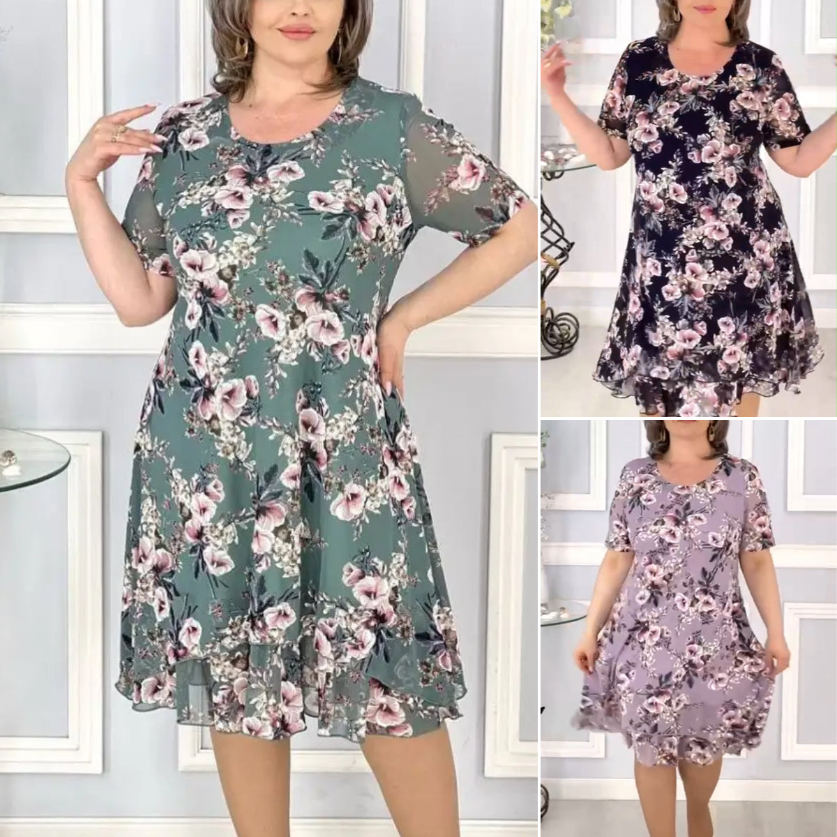 🔥👗【S-5XL】Rochie nouă de vară pentru femei cu talie florală  3691505