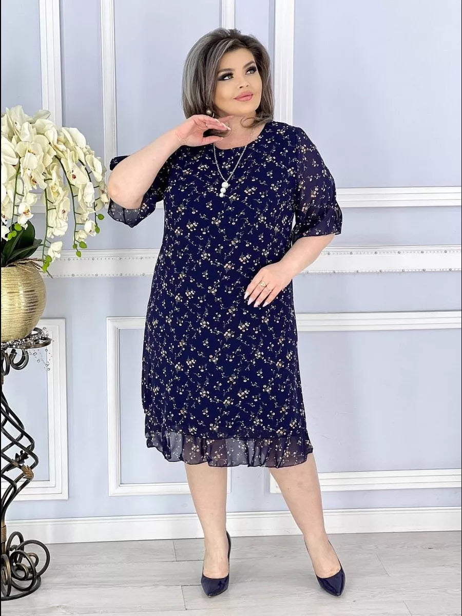 👗 💕【S-5XL】Rochie elegantă cu imprimeu floral mic de înaltă calitate  3692938