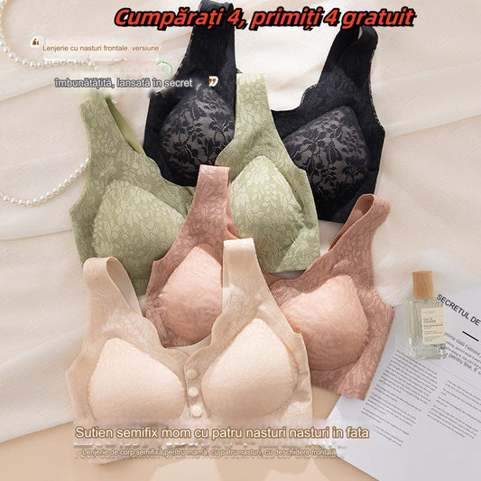 😍【Pachet de 4】Sutien fără fir cu nasturi în față pentru femei  3702466