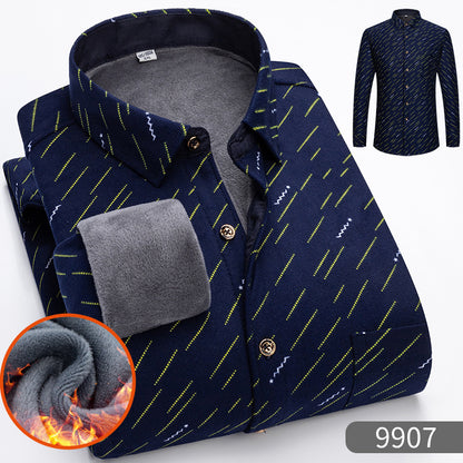 🔥【Reducere de 50% cu termen limitat】👔【L-5XL】Cămașă călduroasă de afaceri cu mânecă lungă toamna și iarna 3854311