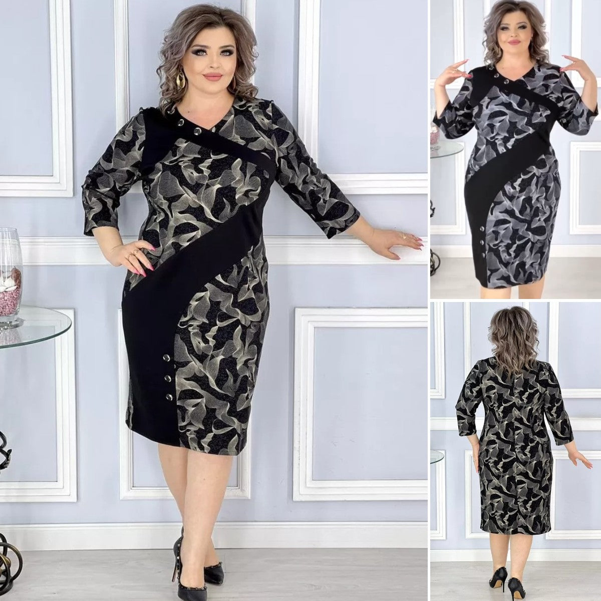 【🏆️Vânzare mare】🌷 【S-5XL】Rochie elegantă imprimată cu decolteu în V la modă nouă 2025