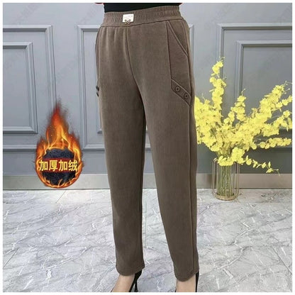 🔥🔥【49% OFF】【2XL-5XL】Noua toamna si iarna ingrosata catifea pantaloni largi casual mari marime✅ 3825154