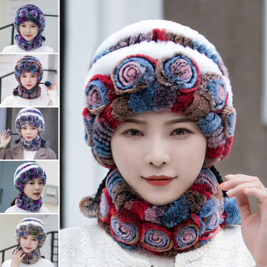 🎊👒【Pălărie + eșarfă】 Set de pălărie și eșarfă din blană de iepure de vidră de înaltă calitate 3839150