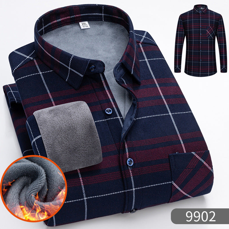 🔥【Reducere de 50% cu termen limitat】👔【L-5XL】Cămașă călduroasă de afaceri cu mânecă lungă toamna și iarna 3854311