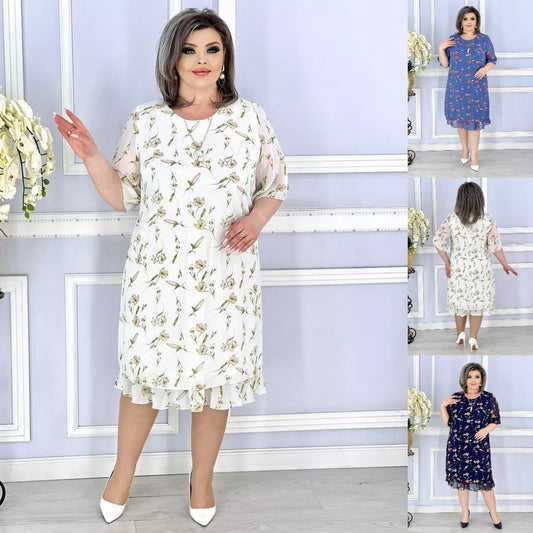 💟【S-5XL】👗2024 noua rochie eleganta din sifon floral  3690025