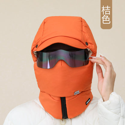 ⛄⛷【Pălărie+mască+ochelari de protecție】Căciulă de protecție pentru urechi pentru ciclism, unisex, din lână caldă 3830233