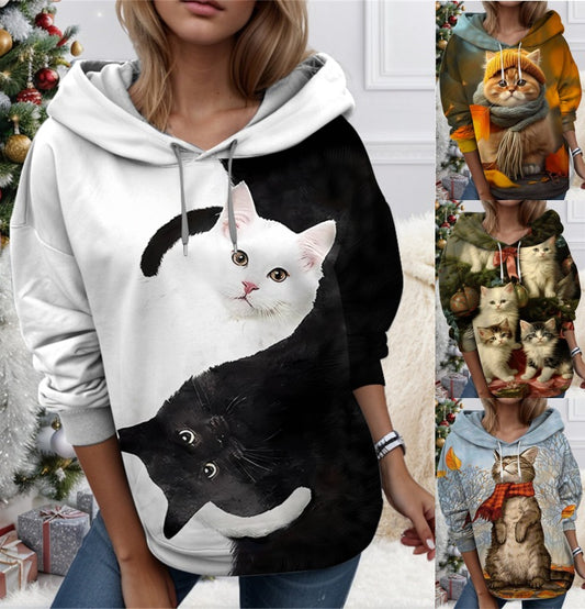 【S-3XL】🐱 3D imprimat animal de pisică pisică pentru femei Sweatshirt pentru femei 3782681