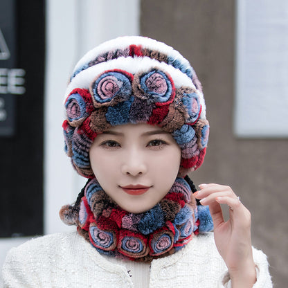 🎊👒【Pălărie + eșarfă】 Set de pălărie și eșarfă din blană de iepure de vidră de înaltă calitate 3839150