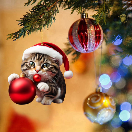 🔥🐈【Cumpărați 7 și primiți 3 gratuit】🎄10 bucăți😻Pantativ pisoi brad de Crăciun, pandantiv interior mașină-3785180