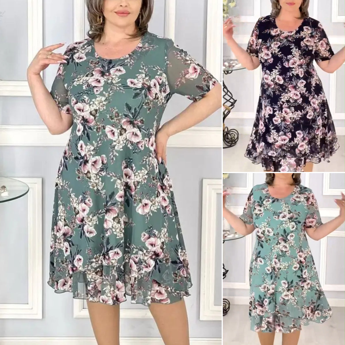 🔥👗【S-5XL】Rochie nouă de vară pentru femei cu talie florală  3691505