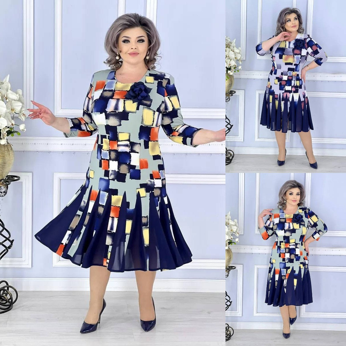 👗💐【S-5XL】Fusta evazată imprimată frumoasă și la modă