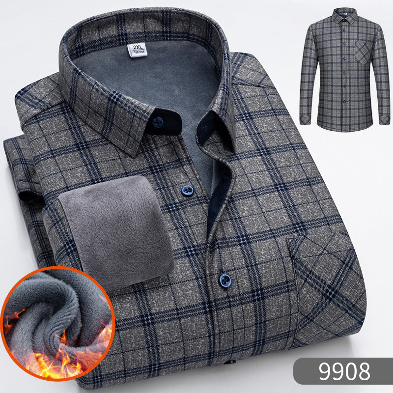 🔥【Reducere de 50% cu termen limitat】👔【L-5XL】Cămașă călduroasă de afaceri cu mânecă lungă toamna și iarna 3854311