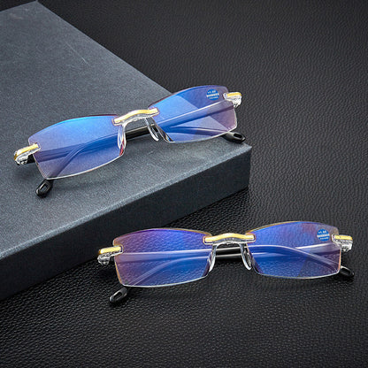 🔥🕶【Compre uno y llévese otro gratis】Gafas de lectura con marco de diamante y antiluz azul HD