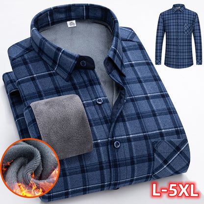 🔥【Reducere de 50% cu termen limitat】👔【L-5XL】Cămașă călduroasă de afaceri cu mânecă lungă toamna și iarna 3854311