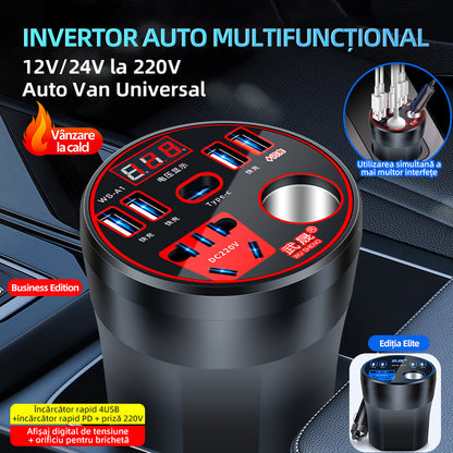 🚗🧰Convertor de putere invertor auto 12V 24V la 220V încărcător multifuncțional priză auto 3878270