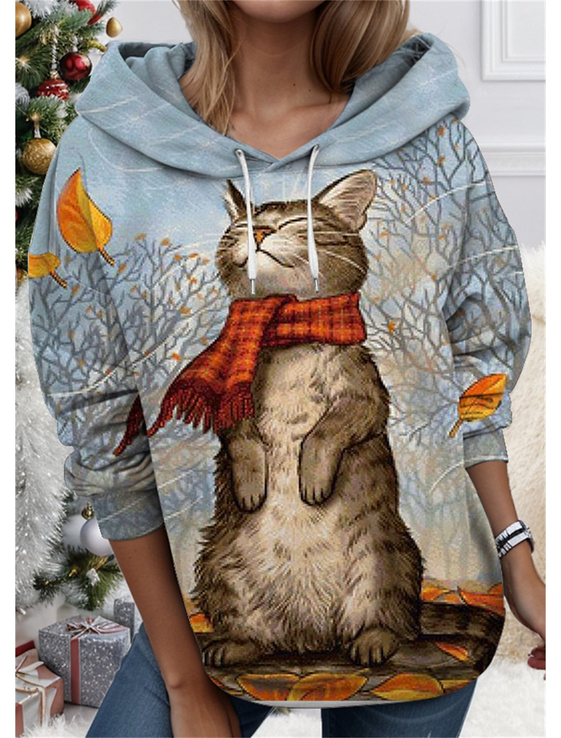 【S-3XL】🐱 3D imprimat animal de pisică pisică pentru femei Sweatshirt pentru femei 3782681