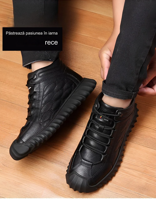 🔥👞【39-44】 iarna 2024, cizme de zăpadă pentru bărbați, din piele, lână îngroșată și caldă-3802975