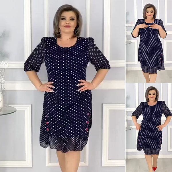 【S-3XL】2024 rochie cu buline cu mânecă mijlocie stil nou