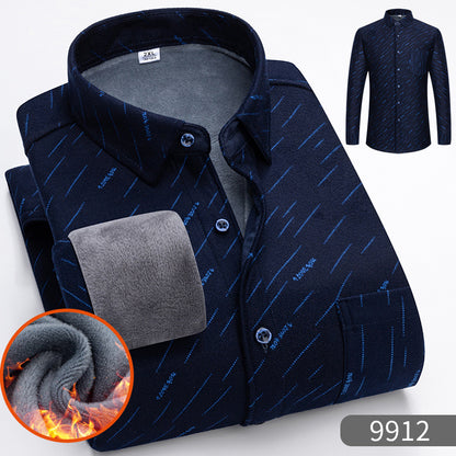 🔥【Reducere de 50% cu termen limitat】👔【L-5XL】Cămașă călduroasă de afaceri cu mânecă lungă toamna și iarna 3854311