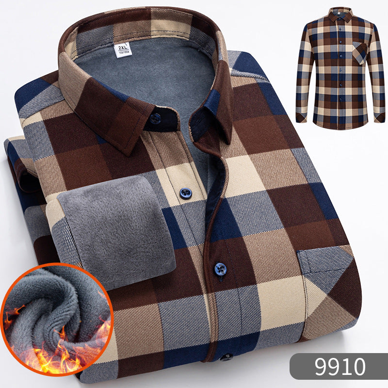 🔥【Reducere de 50% cu termen limitat】👔【L-5XL】Cămașă călduroasă de afaceri cu mânecă lungă toamna și iarna 3854311