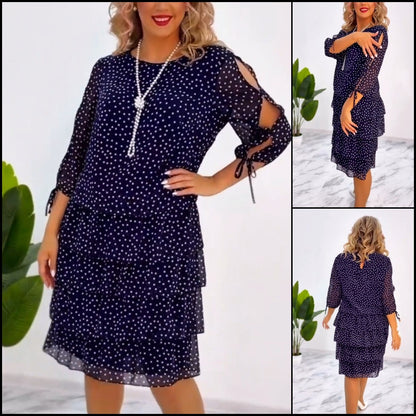 🏆【S-5XL】💃Rochie la modă și ușoară cu buline, din material confortabil șifon-3733183