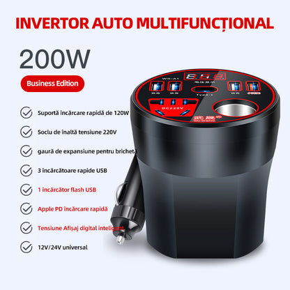 🚗🧰Convertor de putere invertor auto 12V 24V la 220V încărcător multifuncțional priză auto 3878270