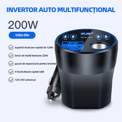 🚗🧰Convertor de putere invertor auto 12V 24V la 220V încărcător multifuncțional priză auto 3878270