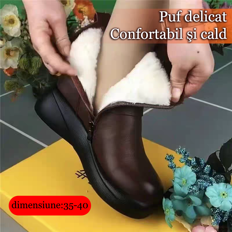 ✨👢【35-40】Cizme noi de iarnă din piele cu vârf rotund, cu talpă groasă 3838964