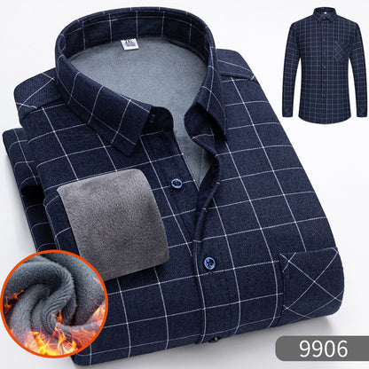 🔥【Reducere de 50% cu termen limitat】👔【L-5XL】Cămașă călduroasă de afaceri cu mânecă lungă toamna și iarna 3854311