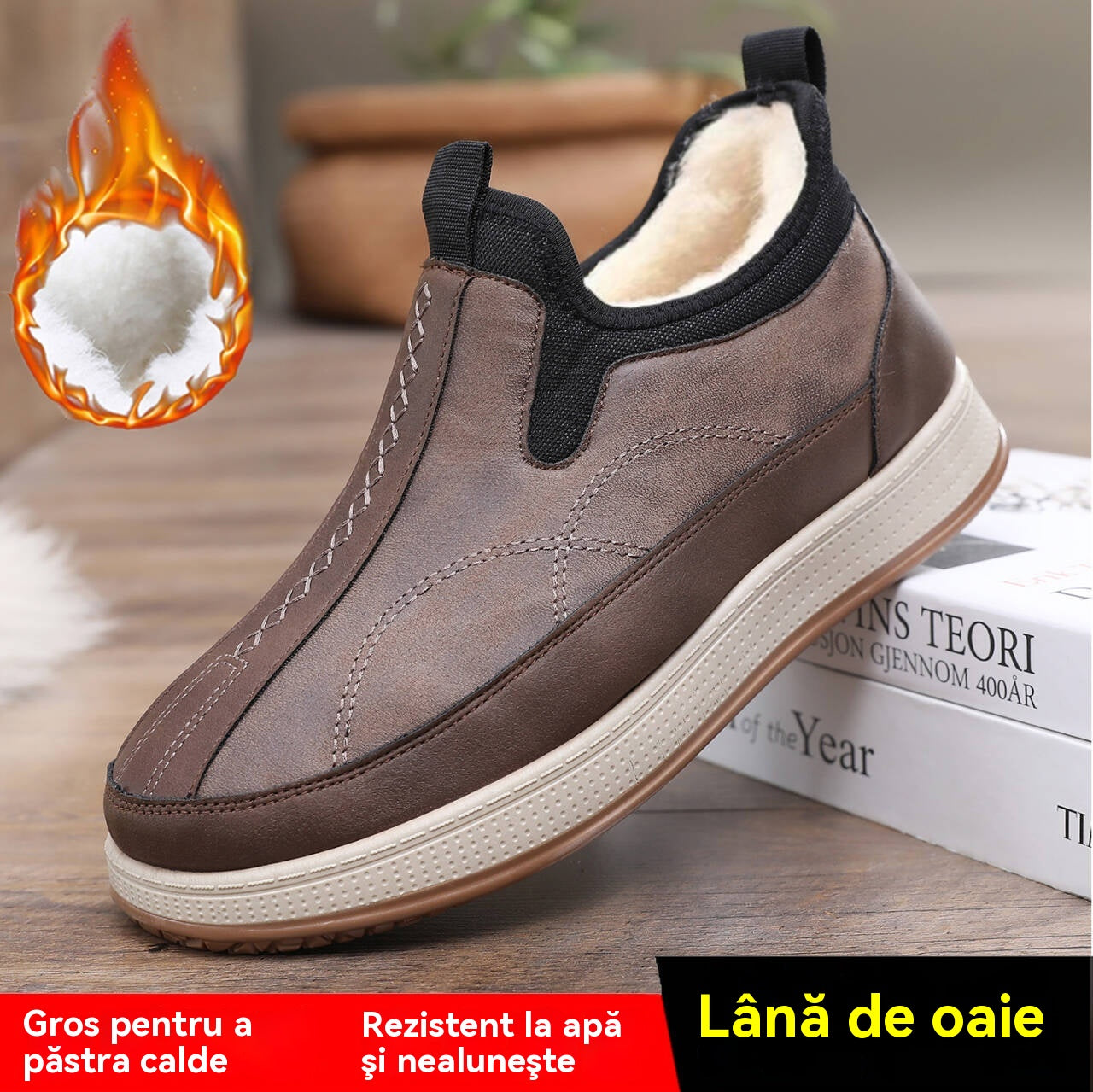 🔥🌟【38-45】Pantofi de iarnă pentru bărbați, din cașmir, calduri, antiderapante, din bumbac-3793588